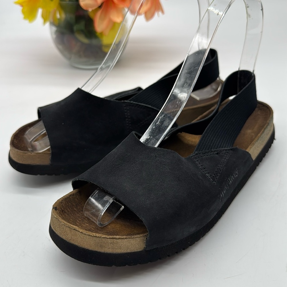 Maine Woods Black Leather Sling Back Sandal Size 6 BSN7281E